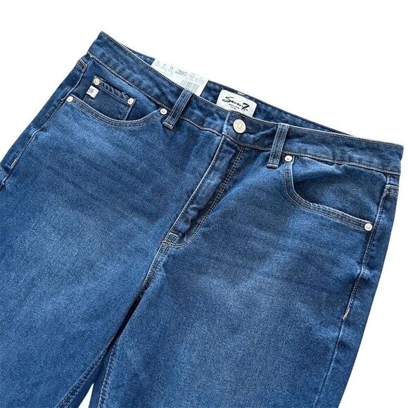 Seven7 Women's High Rise 90s Straight Jeans Size 12 Blue Denim Sustainable - Picture 2 of 7